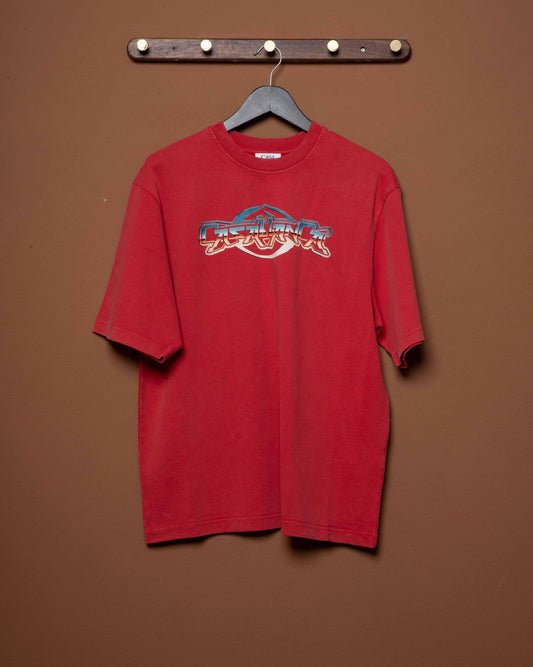 CHROME TEXT PRINTED OVERSIZED T-SHIRT