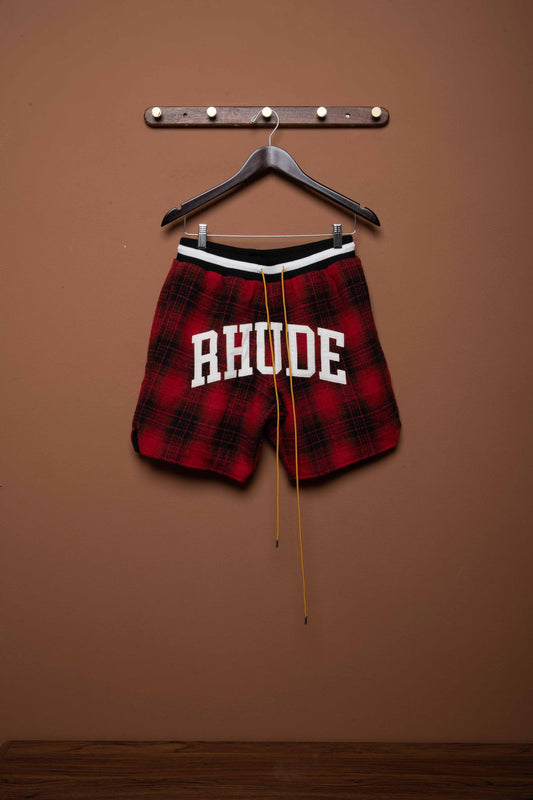 FLANNEL RHUDE COLLEGIATE COURT LOGO  SHORT